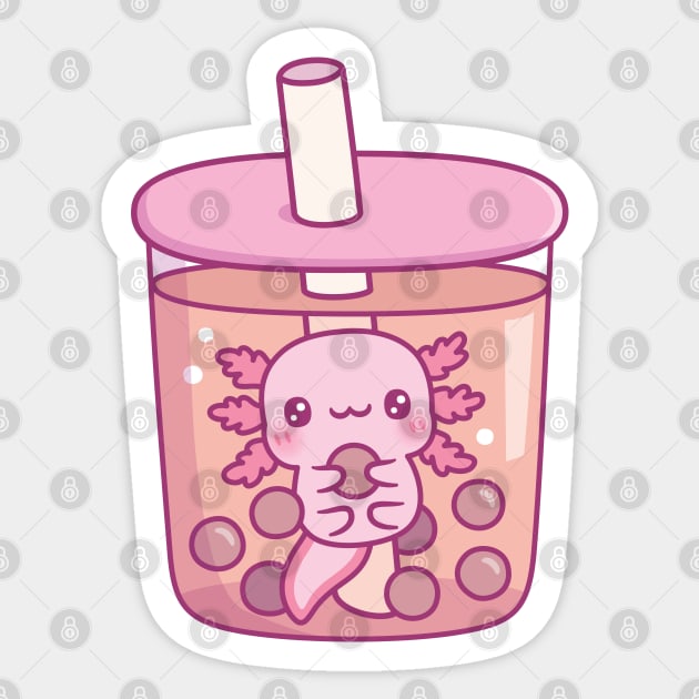 Cute Axolotl In Bubble Tea Funny Sticker by rustydoodle